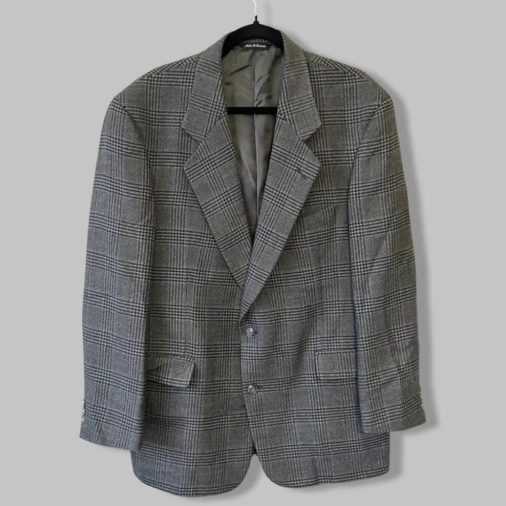 Vintage Cambridge O’ Connors Pure Wool Plaid Blazer Union Made in Canada